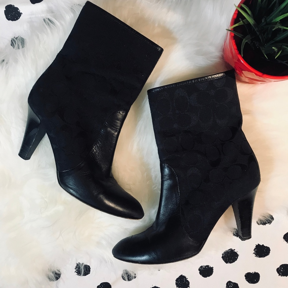 COACH CC Optic Melinda Boots Black Heels Sz 9.5